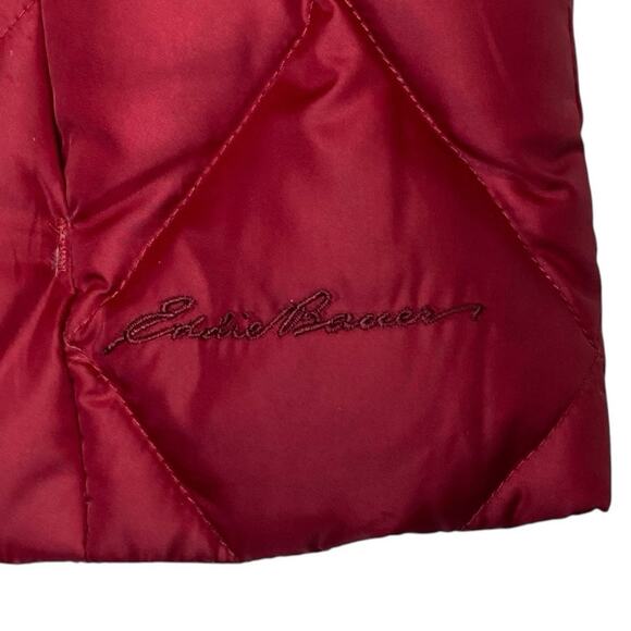 Eddie Bauer Quilted Goose Down Vest Women M Red Outdoor Gorpcore Cozycore Casual - Picture 7 of 11